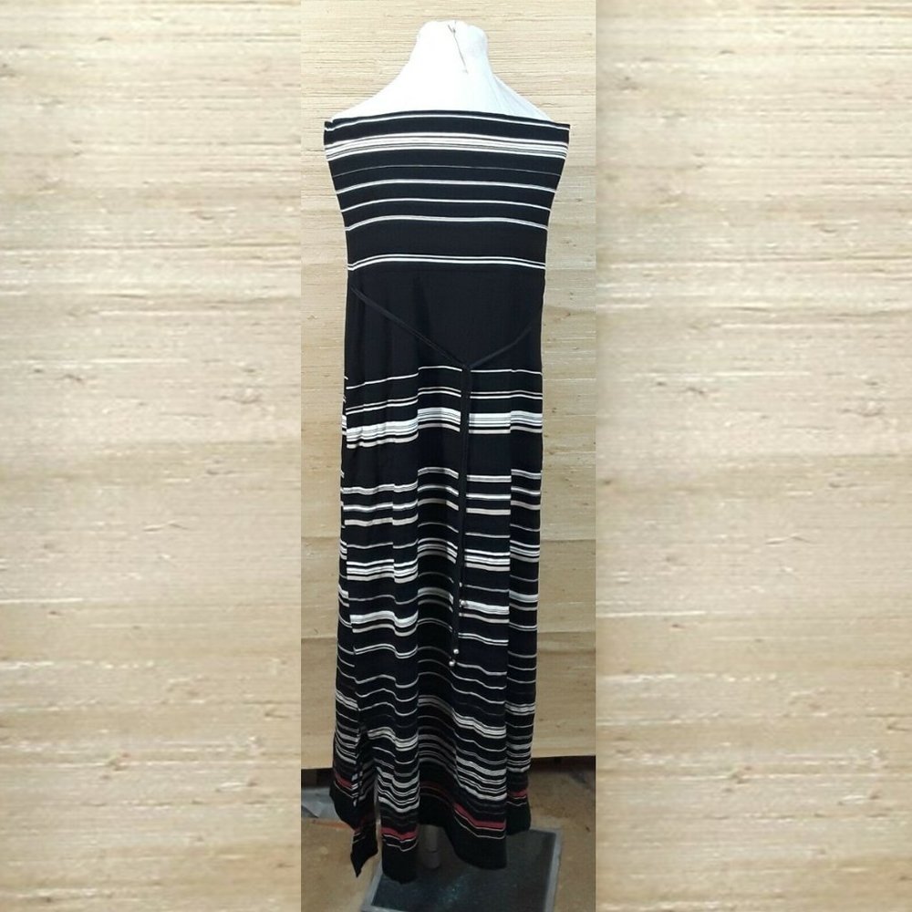 White House Black Market Tube Top Striped Evening Dress Black Size 2X NWOT